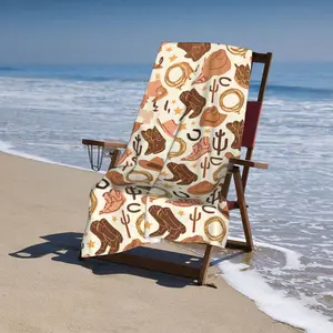 Western Cowboy Cowboy Southwest Cute Pattern Beach Towel   Ultra fine fiber beach towels, soft and absorbent bathroom and pool accessories suitable for sunbathing and beach use