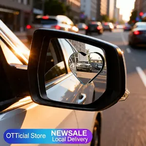 Heart-Shaped Car Blind Spot Mirrors 2 Pack, Frameless Design Wide Angle Rear View Mirror, 360° Rotatable for Safe Driving