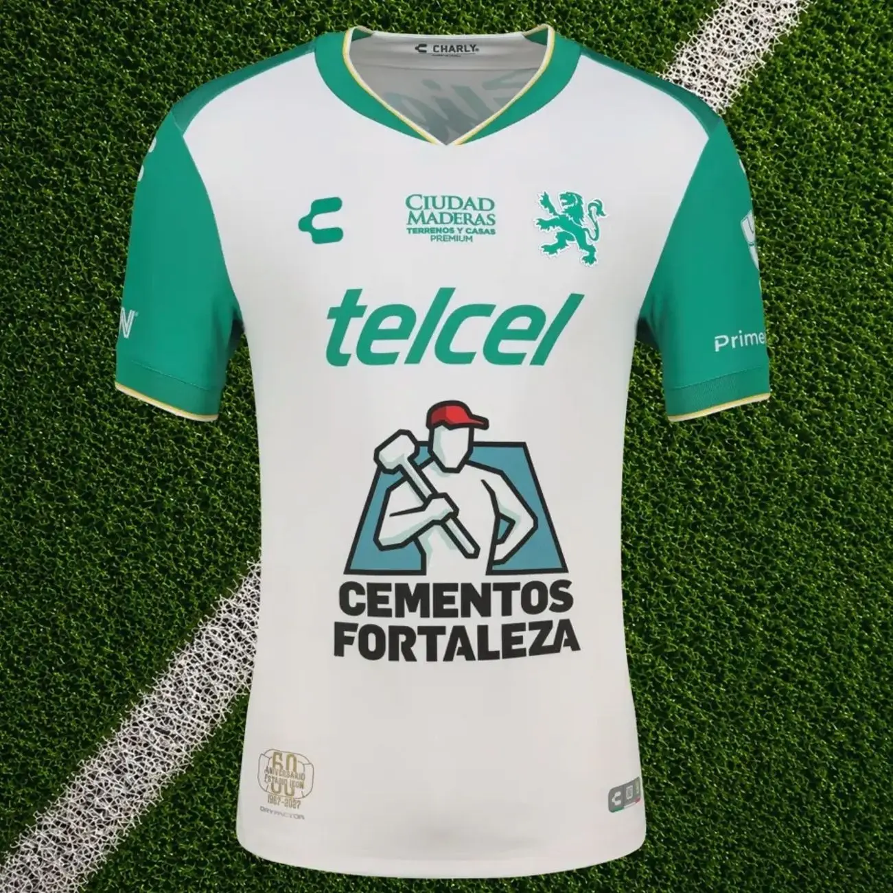 [FULL LOGO] - White Club Leon Away Soccer Shirt 26-27, Breathable Game Day Sports Top, Quick-Dry Short Sleeve Soccer Jersey for Liga MX Fan, Full Size S-5XL - Personalization upon request