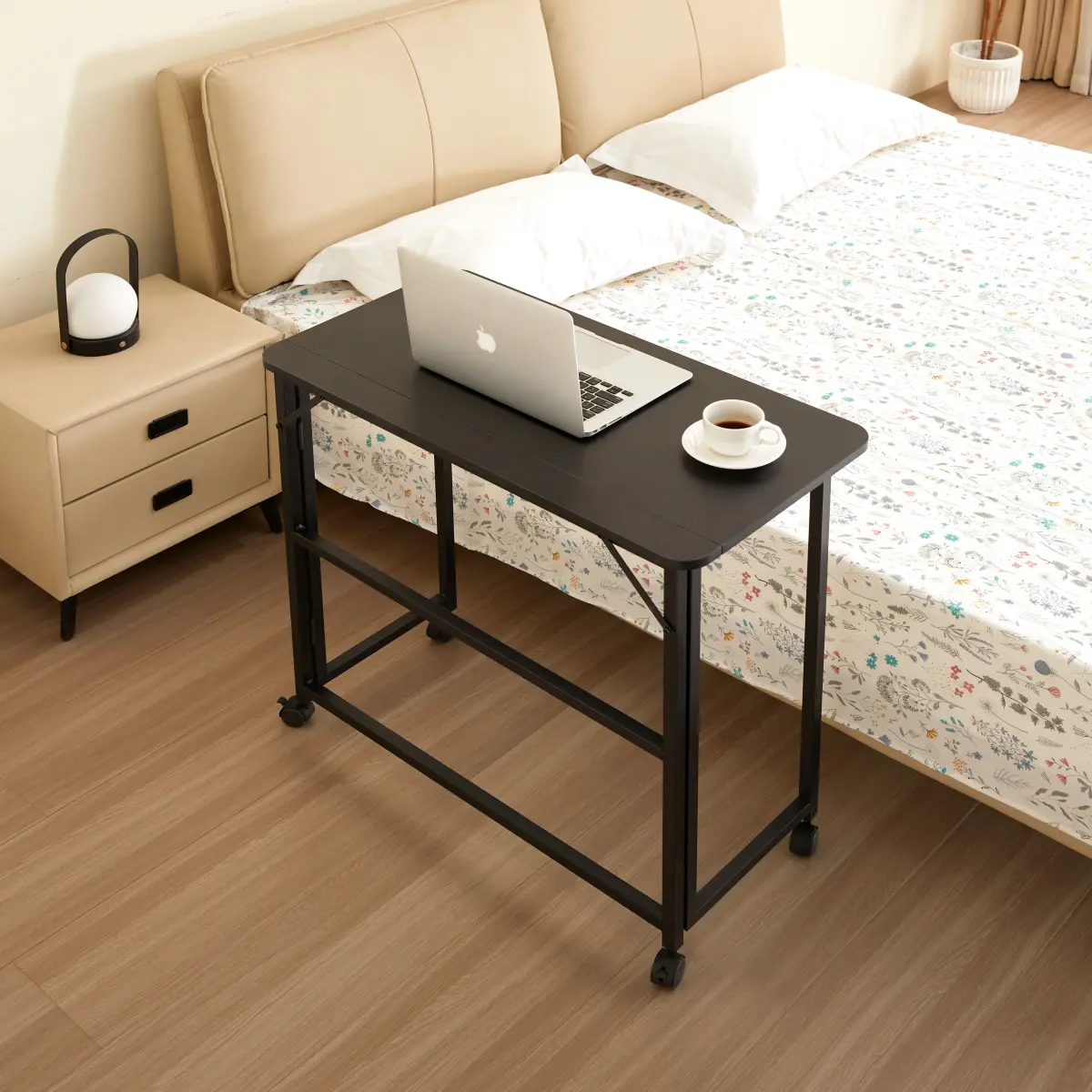 31.5x15.7x28.3 Inch Black Rectangular Compact Adjustable Folding Desk, MDF & Metal H-Shape Legs Writing Computer Desk, Sturdy Stable Easy-Storage Multi-Purpose Table for Home Office Bedroom, Compact Adjustable Desks
