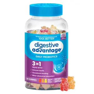 Digestive Advantage Probiotic Gummies For Digestive Health, Daily Probiotics For Women & Men, Support For Occasional Bloating, Minor Abdominal Discomfort & Gut Health, 60ct Natural Fruit Flavors