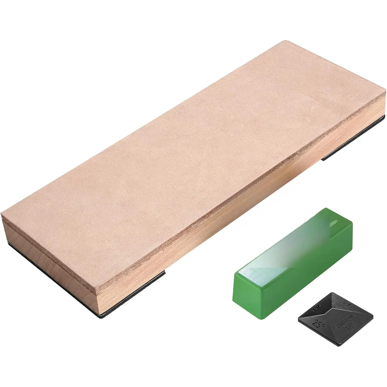 204N Leather Strop (Genuine Cowhide) 8" x 3" Kit with 2 Oz. Polishing Compound & Angle Guide,  Stropping Block for Sharpening & Honing , Straight Razor, Woodcarving Chisels