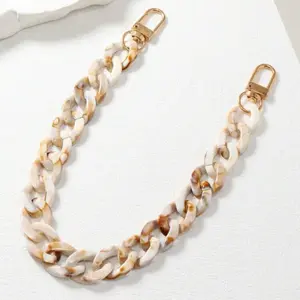 Tortoise Shell Acrylic Purse Chain Purse Charm - Elegant Design with Gold Clasp and Unique Shell Pattern