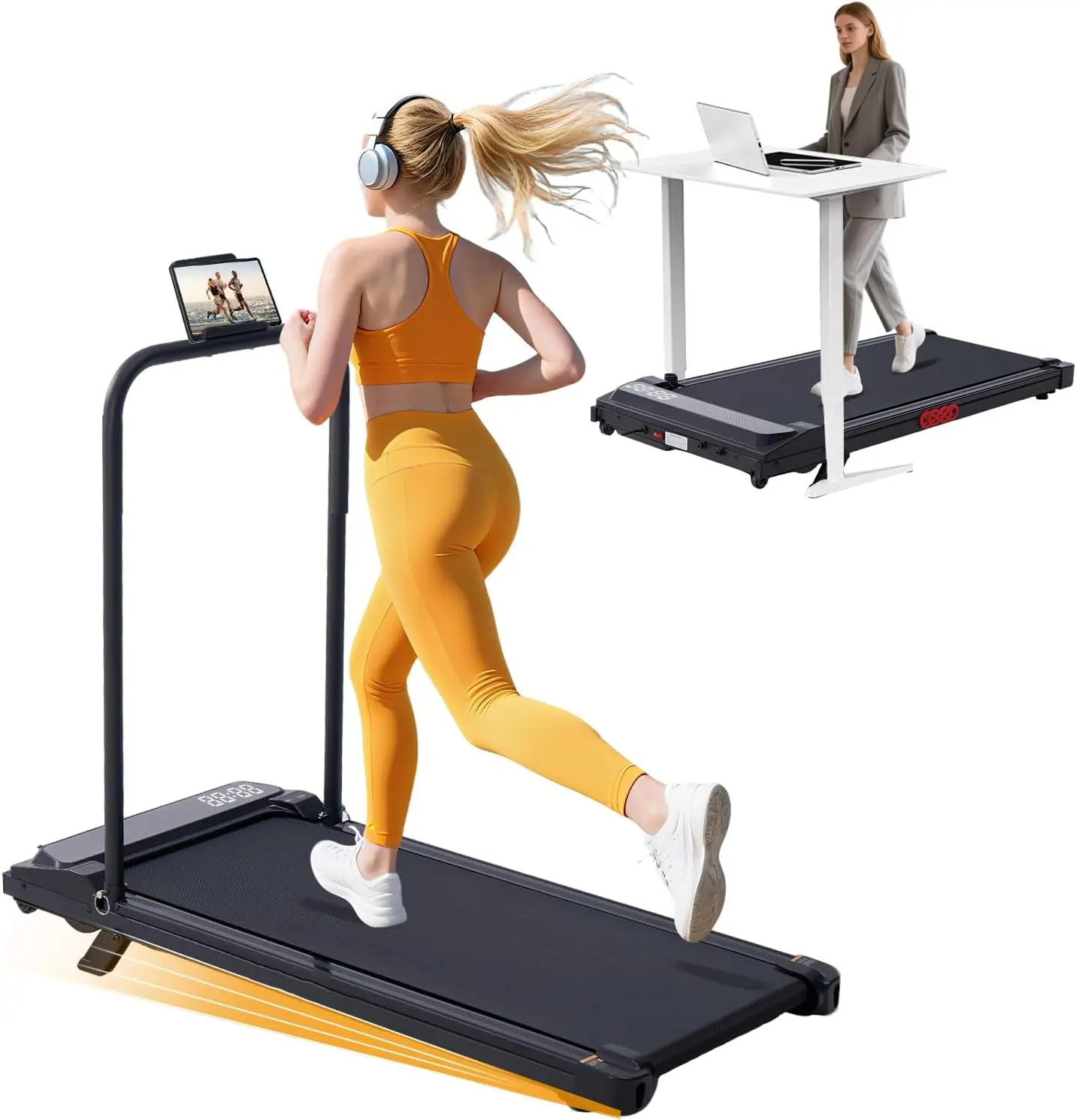 Walking Pad Treadmill with Handles 3 in 1 Portable Under Desk Treadmills for Home Small Space Foldable with Remote Control Multi Function Stepper for Health Safety,summerwins summerwins