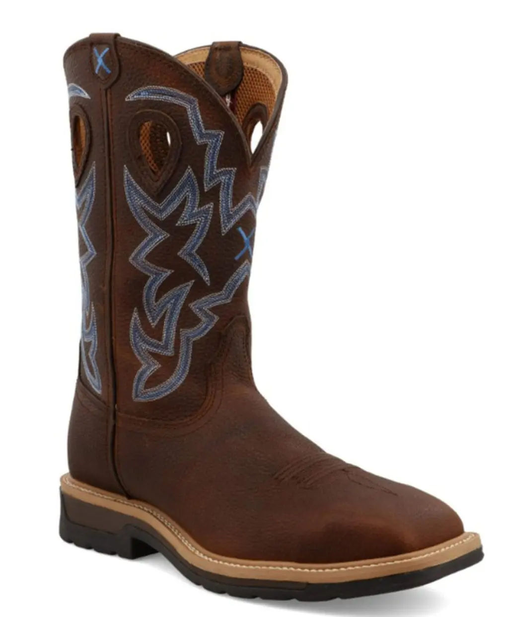 Twisted X Men's Western Work Boots MLCS003 - Full-Grain Leather, Steel Square Toe, Mesh Lining, Slip-Resistant Rubber Outsole, Composite XD™ Insole, Double-Stitched Storm Welt, Machine Washable Closed Footwear