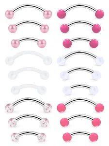 16g 6/8/10mm / Surface Curved Barbell Piercing Jewelry, Unisex Body Accessories for Daith & Belly Button, Stylish Ear Nose Ring, Body Piercings