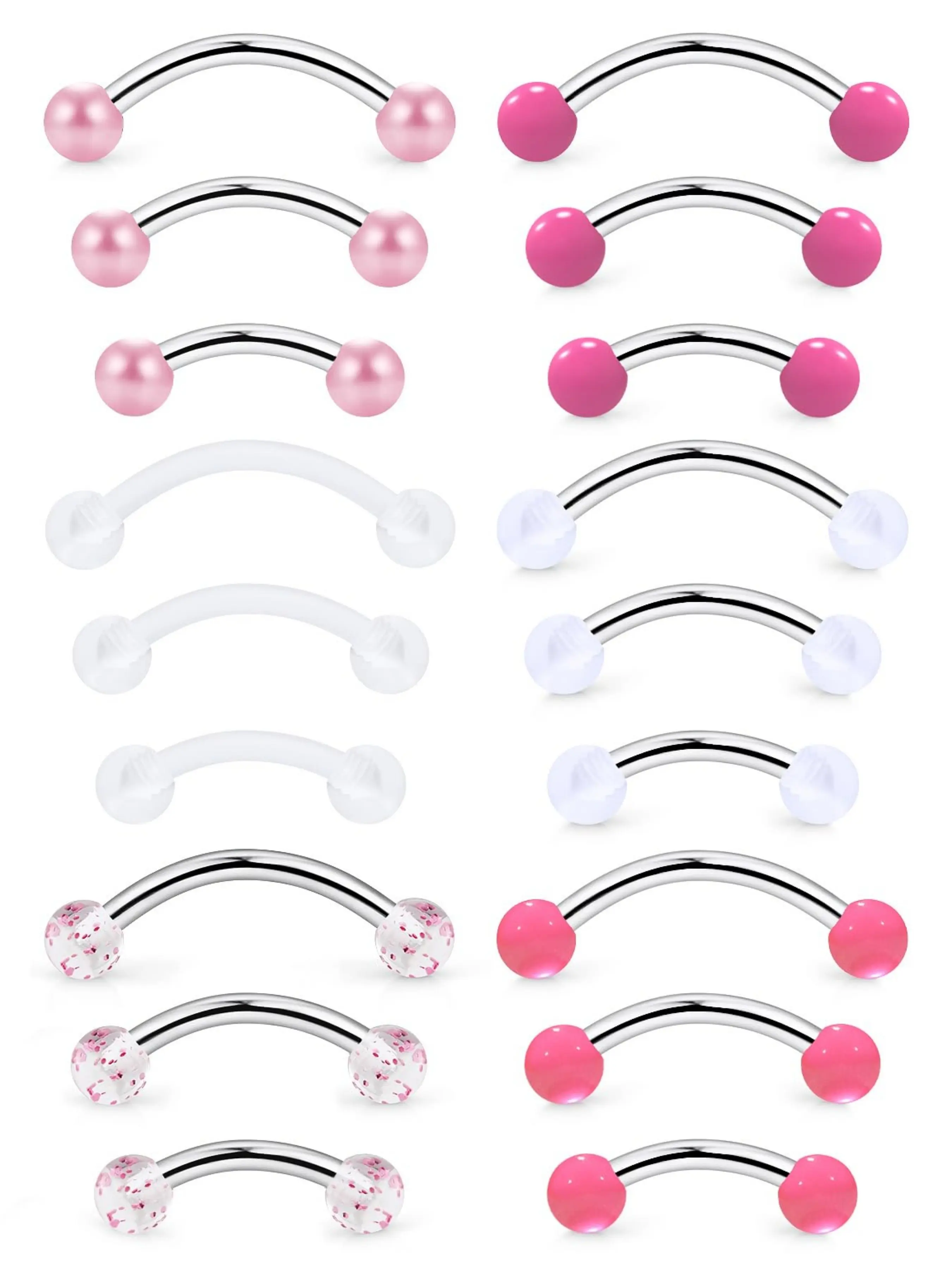 16g 6/8/10mm / Surface Curved Barbell Piercing Jewelry, Body Jewellery, Unisex Body Accessories for Daith & Belly Button, Stylish Ear Nose Ring, Body Piercings