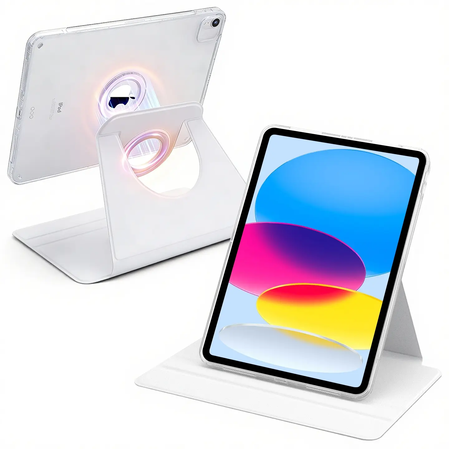 Spallo Magnetic Detachable Case for 2025 iPad Pro M5 & iPad 11th Generation A16 , Compatible with iPad Air7/6/5/4th & iPad Mini , Clear Acrylic Back with Rotating Stand Cover , Anti-Bend Protection, Tablet Protective Cover, Tablet Covers, Ipad Accessories