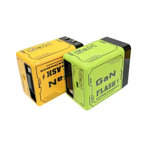 2 in 1 Gan Charger 120W Max Fast Charger Module with Type-C Cable & 1 Type-C Port for iPhone Xiaomi Android Green Flash Super Charger Cable 80cm for Cellphone Smartphone