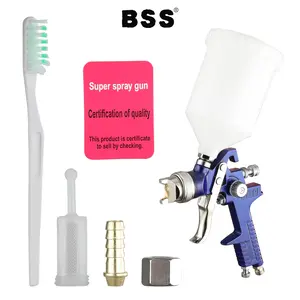 BSS H2000 HVLP Gravity Feed Spray Gun, 0.8mm/1.0mm Stainless Steel Nozzle & 125ml Cup, 3.0Bar Mini Air Paint Gun with 3-Knob Adjustment, Lightweight Aluminum Body for Car Touch-Up, Furniture, Model Fine Spraying