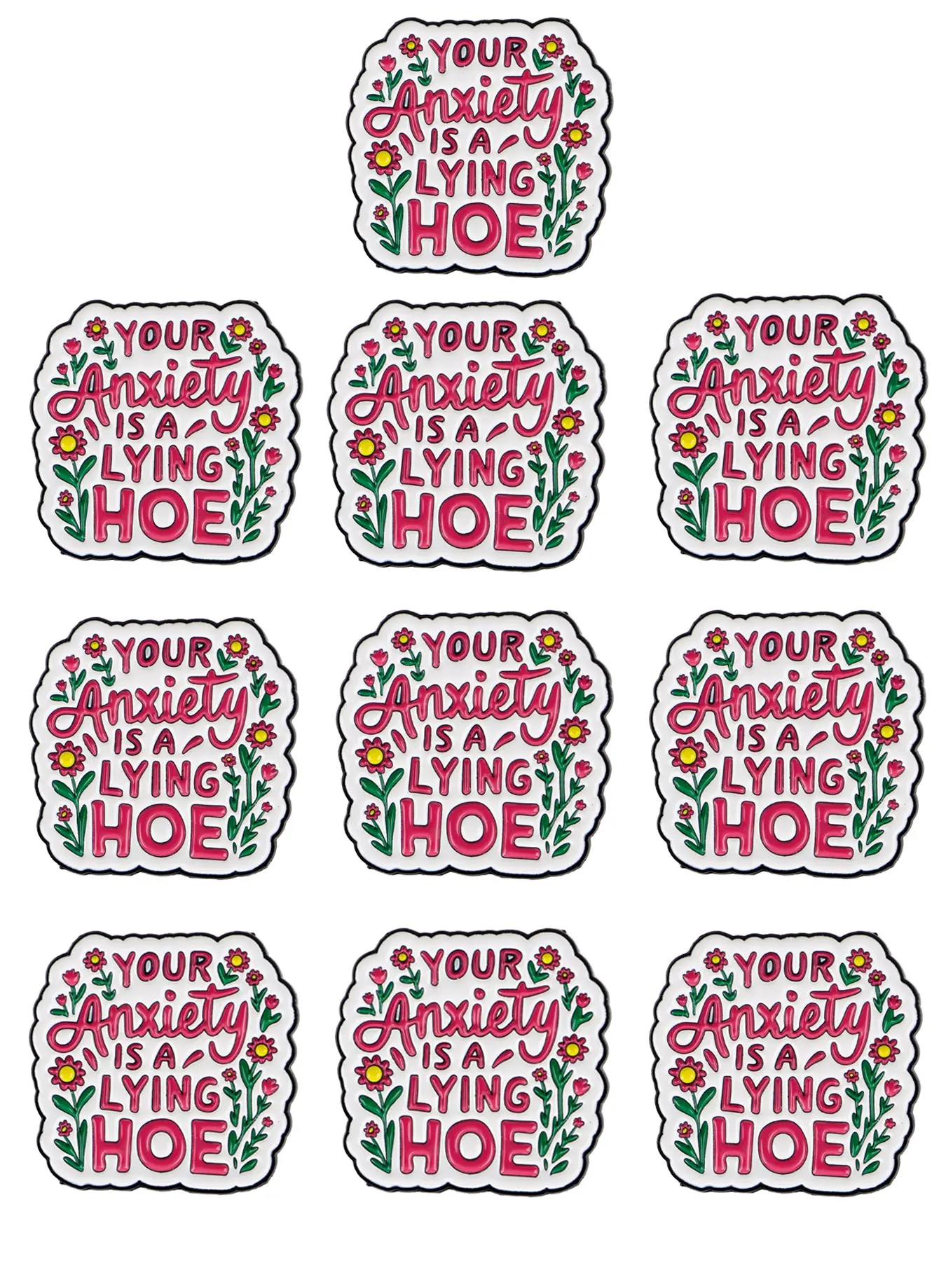 10pcs “Your anxiety is a lying hoe” Personalized English Pinback Pins&Brooches, Letter Brooch Pin, Funny Pins, Unisex Fashion Style Accessories, Suitable for Stylish Coats, All Seasons Wear