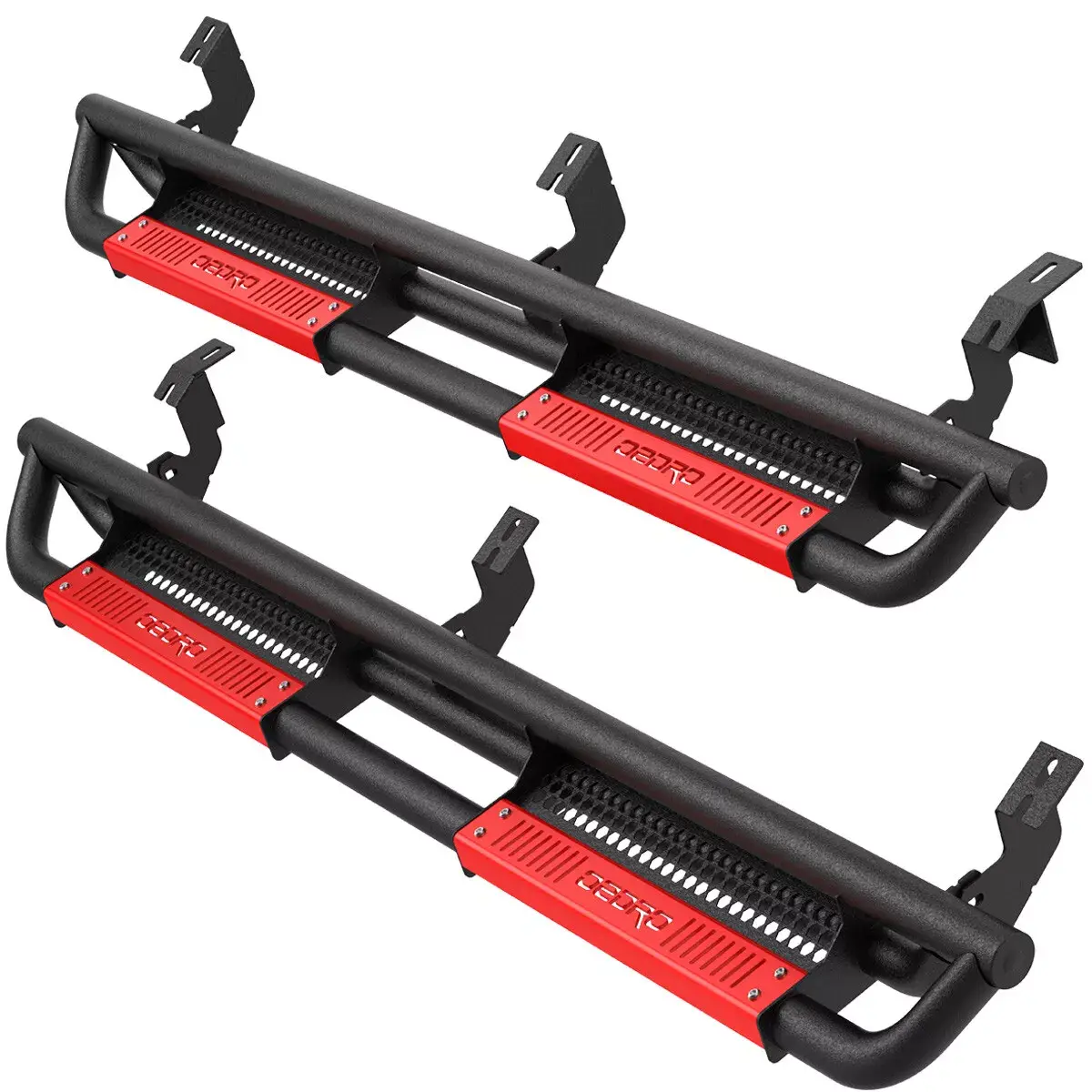 YITAMOTOR 6 inch All Steel Running Boards Compatible with 2005-2023 Toyota Tacoma Double Cab, Bolt-on Side Steps with Paintable Step Plates, Powder Coated Black and High Gloss Red Nerf Bar