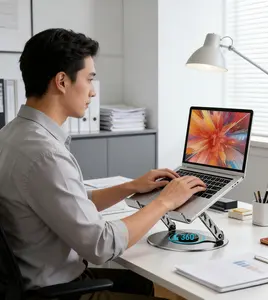 360° Rotatable Foldable Laptop Riser, Ergonomic Adjustable Carbon Steel Laptop Stand Perfect Gift for 17.3" MacBook & All Laptops
