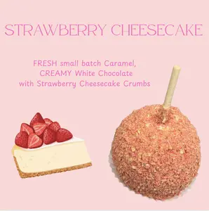 Copperpot Gourmet Caramel Apple Strawberry Cheesecake Large Crisp Granny Smith Apple Handcrafted with Unique Copper Kettle Caramel & Creamy White Chocolate