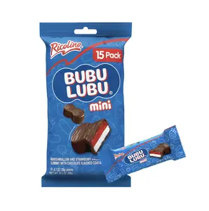Ricolino Mini Bubulubu Marshmallow and Strawberry Gummy Chocolate Coated Bars Snack bubu lubu candy Bonbon 15 Pieces