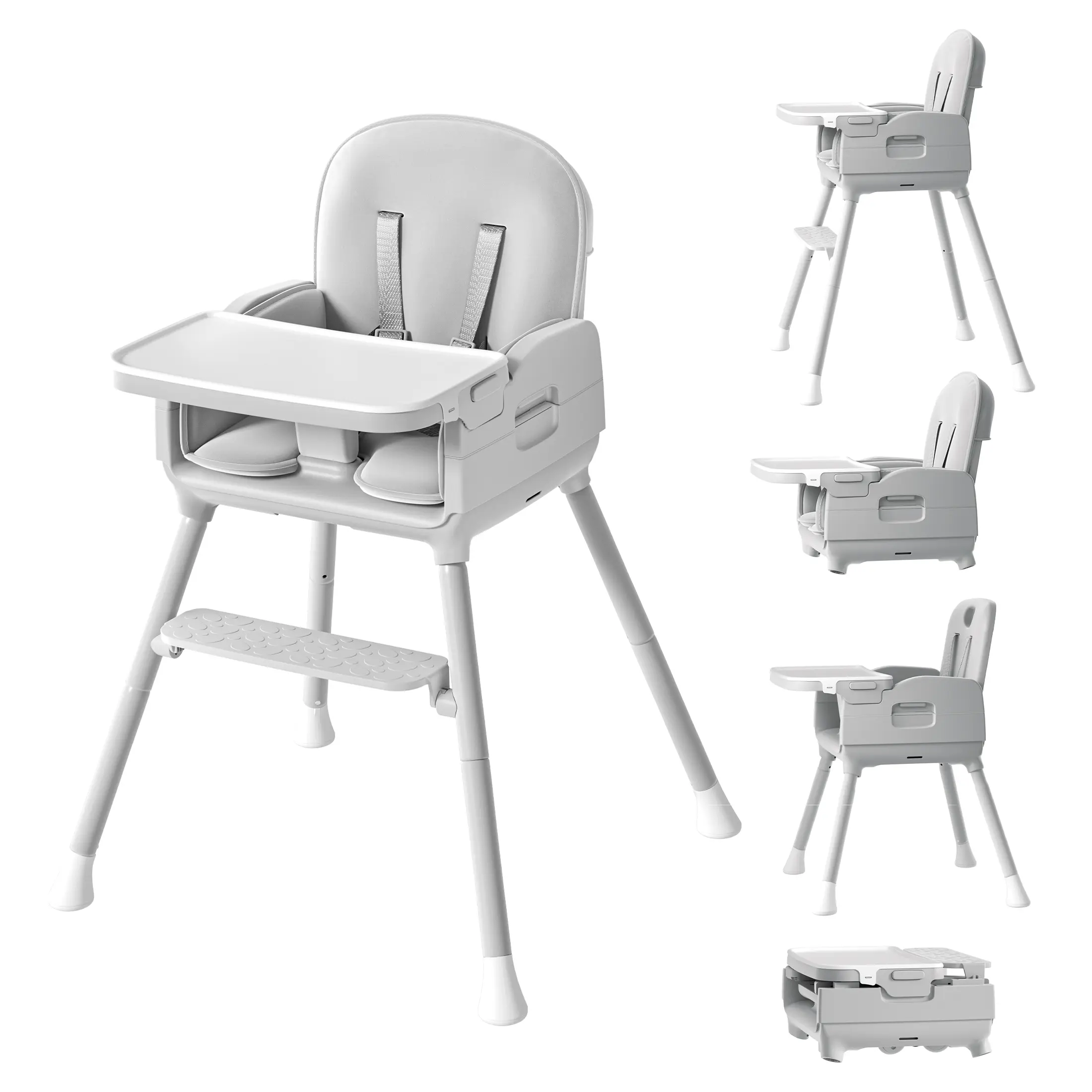 Portable Baby High Chair, Convertible Highchair for Infants & Toddlers, Foldable Feeding Chair with Safety Harness and Removable Tray, Booster Seat, Easy Clean, Perfect for Small Apartments, Ideal Gift for Boys & Girls, #SummerVibes ️ sohochic