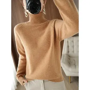 Fashion Fundamentals Autumn/Winter Merino Wool Sweater Stand Up Collar Cashmere Hoodie Solid Color Soft Long Sleeve Top
