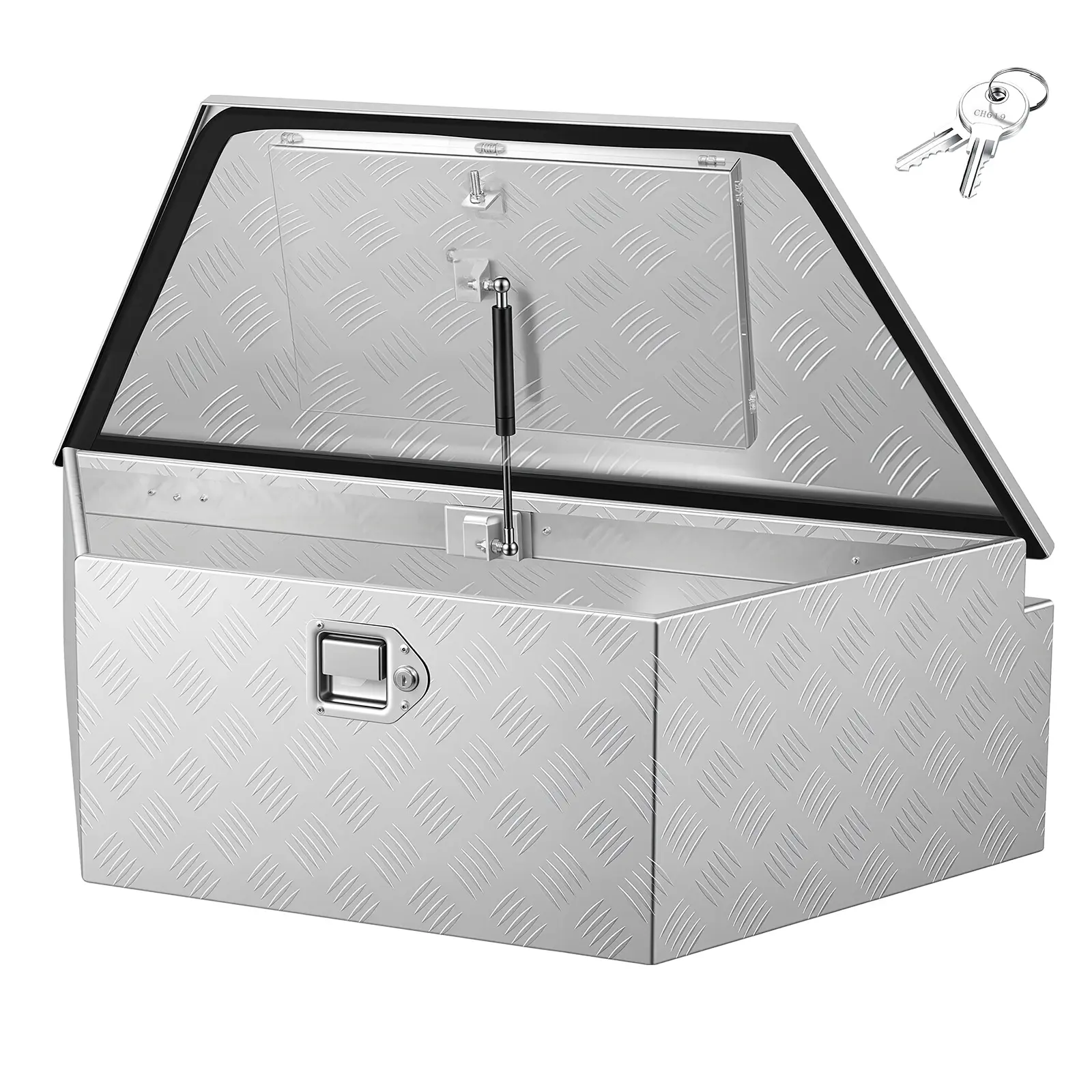 【summerfinds】VEVOR Trailer Tongue Box, 39" x 16.5" x 12" Aluminum Trailer Tongue Tool Box, Heavy Duty Storage Organizer with Lock & Keys, Utility Tool Chest for Pickup Truck Bed, RV, SUV, Off-Road Vehicle, Silver, Tool Boxes, Mechanic Tool Box