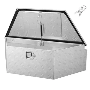 VEVOR Trailer Tongue Box, Summervibes, 39" x 16.5" x 12" Aluminum Trailer Tongue Tool Box, Heavy Duty Storage Organizer with Lock & Keys, Utility Tool Chest for Pickup Truck Bed, RV, SUV, Off-Road Vehicle, Silver