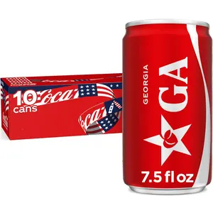 Coca-Cola Fridge Pack Soda Soft Drinks, 7.5 fl oz Cans, 10 Pack - Mini Soda Cans