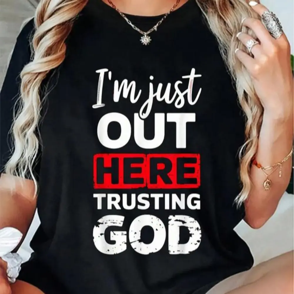 NO.BRAND Men's Christian T-Shirt, 100% Cotton "Trusting God" Graphic Tee, Soft Fitted Short-Sleeve Top, Fathersday Gift, Fathersdaygift, Tshirt