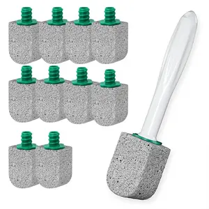 Humwam 1 Wand + 10 Pumice Stones – Toilet Bowl Cleaner with Long Handle, Perfect for Hard Water Stains