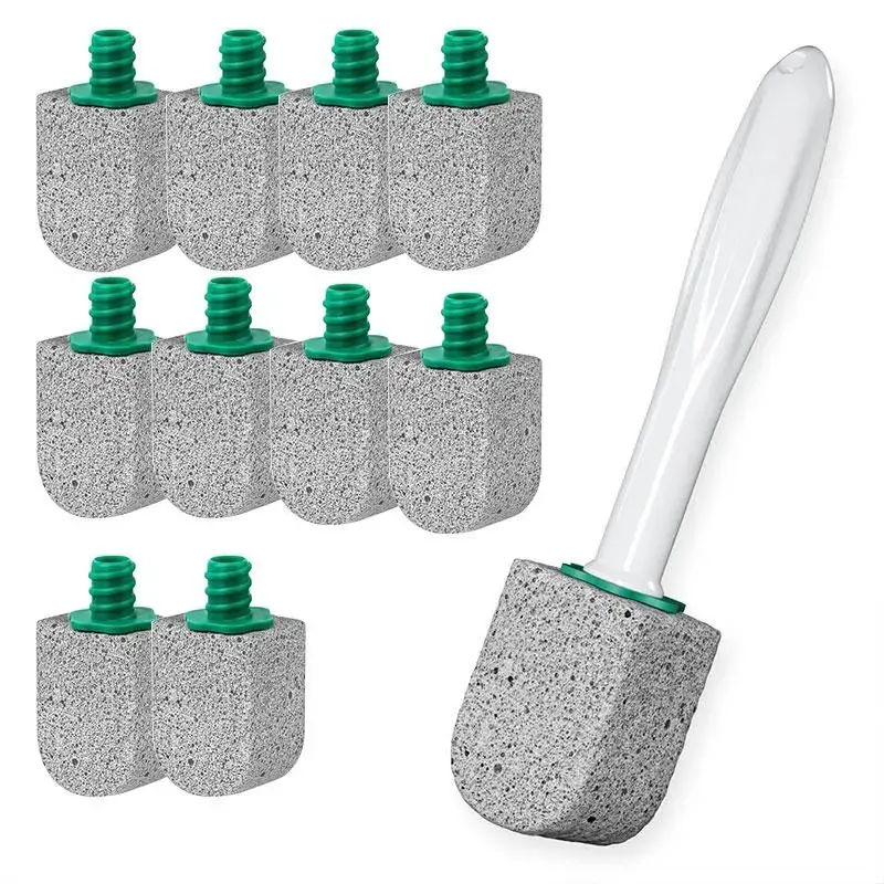 Humwam Toilet Cleaning System - Long-Handled Toilet Brush & Plungers, Compact Set Saves Bathroom Clutter, 10 Pumice Stones for Hard Water Stains, Reach with Ease, Gentle on Bowls, Space-Saving Home Bathroom Supplies, Gentle On Toilet Bowls