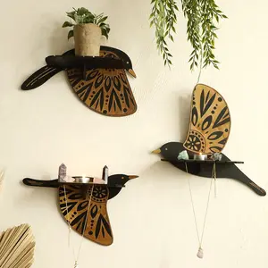 Wooden Bird Crystal Storage Wall Hanging Craft Set - Crystal Hanging Decor, Bird-Shaped/Animal-Shaped/Biomimic Decor for Homestay Bedroom, Wedding Supplies, Bird-Shaped Hanging Decor