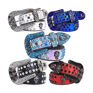Mens Womens Rhinestone Belts Shiny Western Rivet Belt Shiny Diamond Denim Belts for Jeans