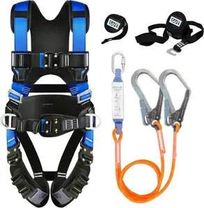 Safety Harness Fall Protection Kit with Shock Absorbing Lanyard & Suspension Trauma Safety Straps Upgrade Quick Buckles, Roofing Harness Construction Harness Para Construccion ANSI Compliant Blue
