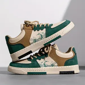 Men'SRetroCasualSneakers:ComfortableAndGrippyLace-UpSlip-OnsForOutdoorActivities-SuitableForMen'SSpring/Summer/Fall/WinterSeasons-ForDailyCasualWear,OutdoorAdventures,AndSports-LowTopDesign-PUUpperAthleticBeigeGreen(Sheet)