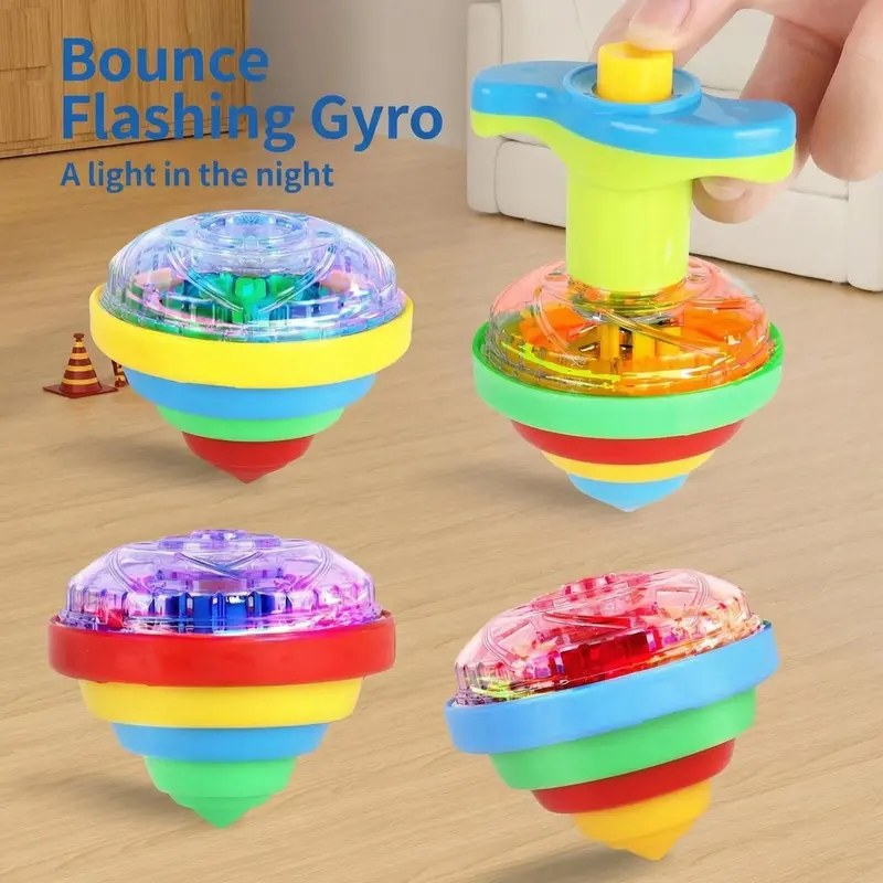 LED finger spinning top toy with interactive fun and flashing lights, random colors, ideal for competitive games and party gifts.