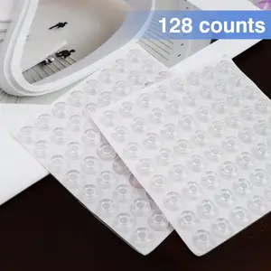 128 Counts Self-Adhesive Cabinet Door Bumper, Silicone Clear Cabinet Bumpers Dots for Quiet, Rubber Cabinet Door Bumpers