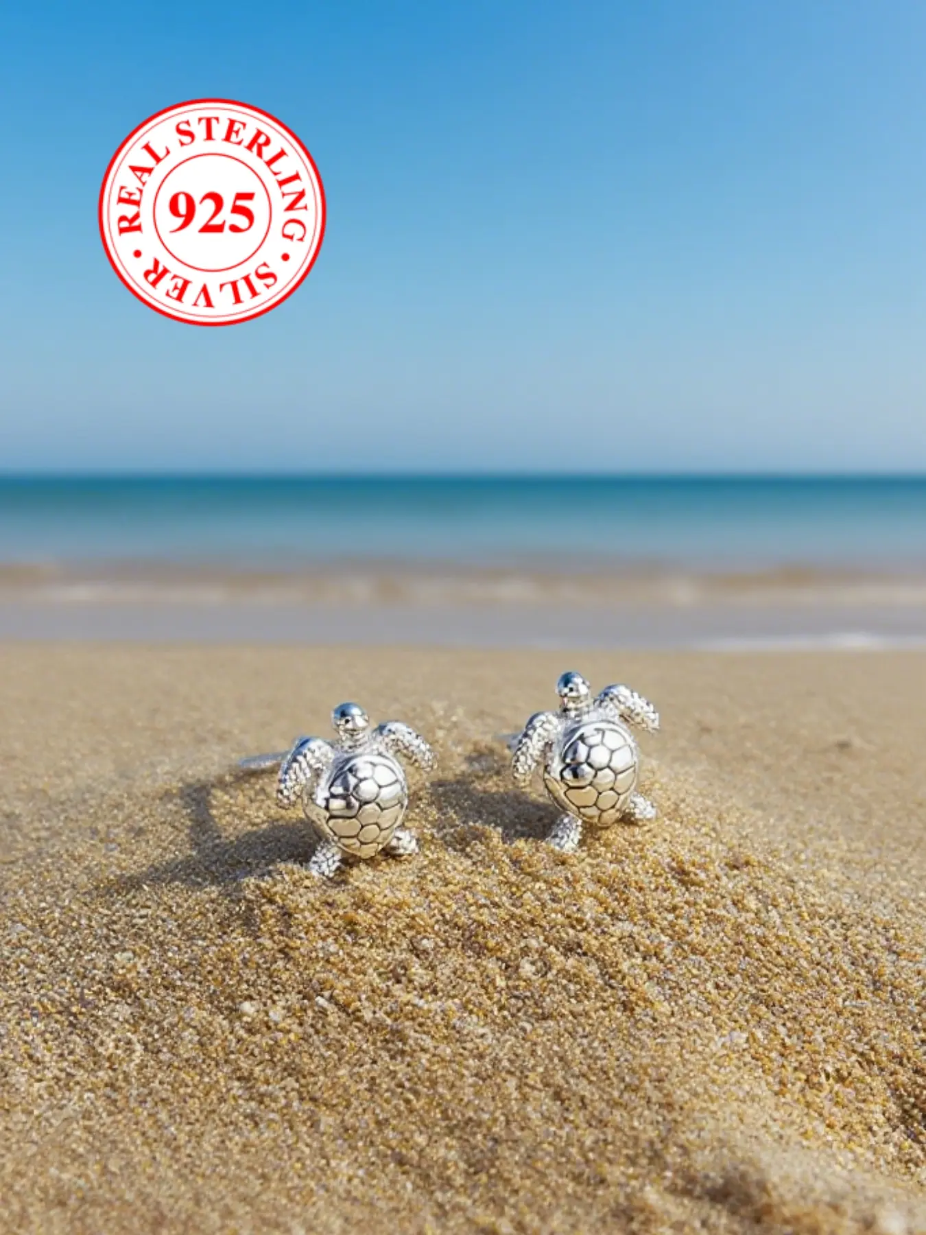 S925 Sterling Silver Earrings Cute Turtle Earrings for Women, Fashion Earrings, Plain Earrings Bohemian Style Summer Beach Jewelry, Hypoallergenic Earrings, Earrings for Sensitive Ears, Perfect Anniversary Gift, Pretty Studs Earring Jewelry