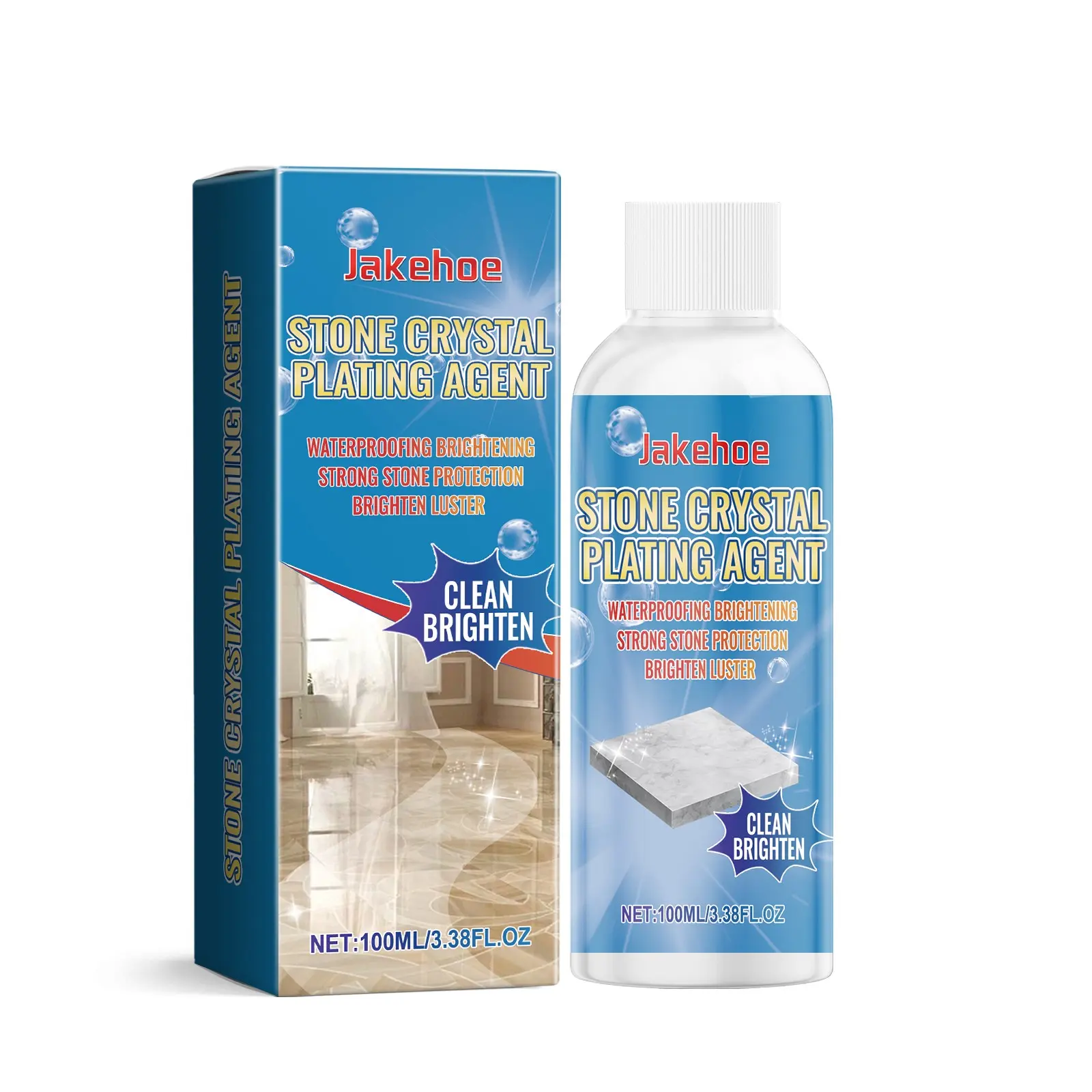 Jakehoe Marble Cleaner and Polisher, Kitchen Tile Scratch Repair and Stone Crystal Agent, Effective Cleaning Solution for Countertops, Surface Cleaner, Home Cleaner