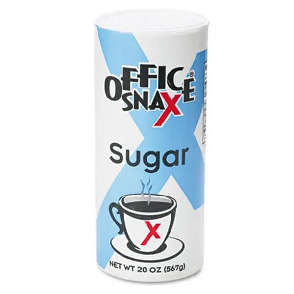 Office Snax Reclosable Sugar Canister - 20oz (500-1,000 ml Cylindrical Form), 24 per Carton Pack, Home Supplies Storage Bottles & Jars Organizer, Reclosable Lid