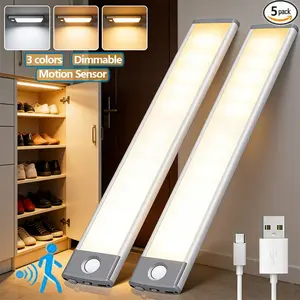 3 Color Led PIR Motion Sensor Light Cabinet Intelligent Lights magnetic installation Wireless Rechargeable with Charging Indoor,Temperatures&Dimmable Closet bright Lights for Cabinets, Bookshelf, Stair, Hallwa, kitchen lighting tool room tiktokshopspringg