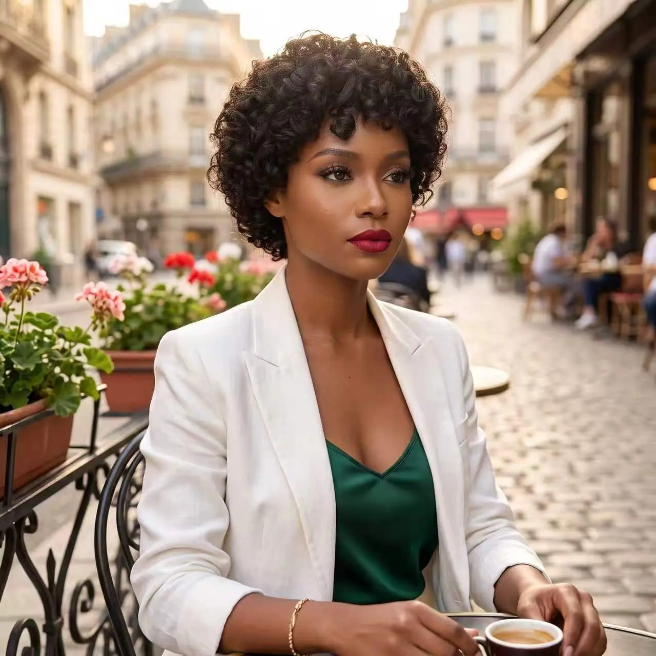 Glueless Wigs Rose Curly Human Hair Wigs for Women Human Hair Afro Curly Styles 70s 80s Pixie Cut Wig Cosplay Daily Use High Density Pixie Curl Afro Short Wig Natural Work Hair Wig ALLOFBOB Wig