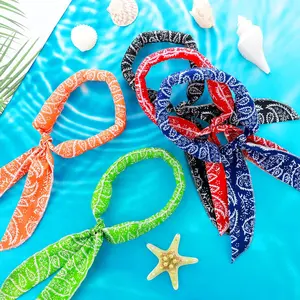 5 Pieces Cooling Neck Wraps, Ice Cooling Scarf Water Soaking Wraps for Neck Bandana Wrap Headband for Women Men, Cooling Headband for Hiking Camping Outdoor Hot Summer Indoor Outdoor