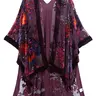 WeHello-Burnout Velvet Kimono for Women Jypf-6 Long Cardigan Beach Cover Up Vacation Casual Shawl Swimwear Coverups Clothes Outfit Womenswear Chic Party Piece,sohochic