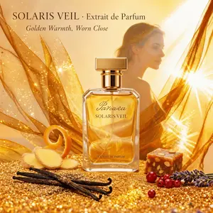 Paruvea Solaris Veil Extrait de Parfum | Warm Vanilla & Solar Amber Perfume for Women | Citrus Spice Gourmand Scent | Long-Lasting Skin Scent | 100ml 3.4 fl oz