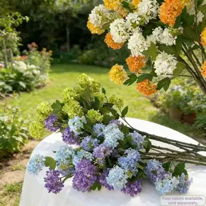 6 Heads Real Touch Artificial Wood Hydrangea, 4 Colors Available, Sold Individually, Perfect for Wedding Bouquets, Home Floral Arrangement, Photography Props, Artificial Flower Decorations, Decorative Fake Flowers