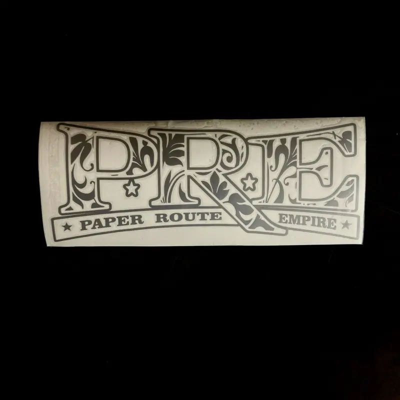 PRE Paper Route Empire Engraving Style Vinyl Decal Sticker, Self Adhesive Die-Cut Paper Label, Multi-Use Permanent Sticker Tape