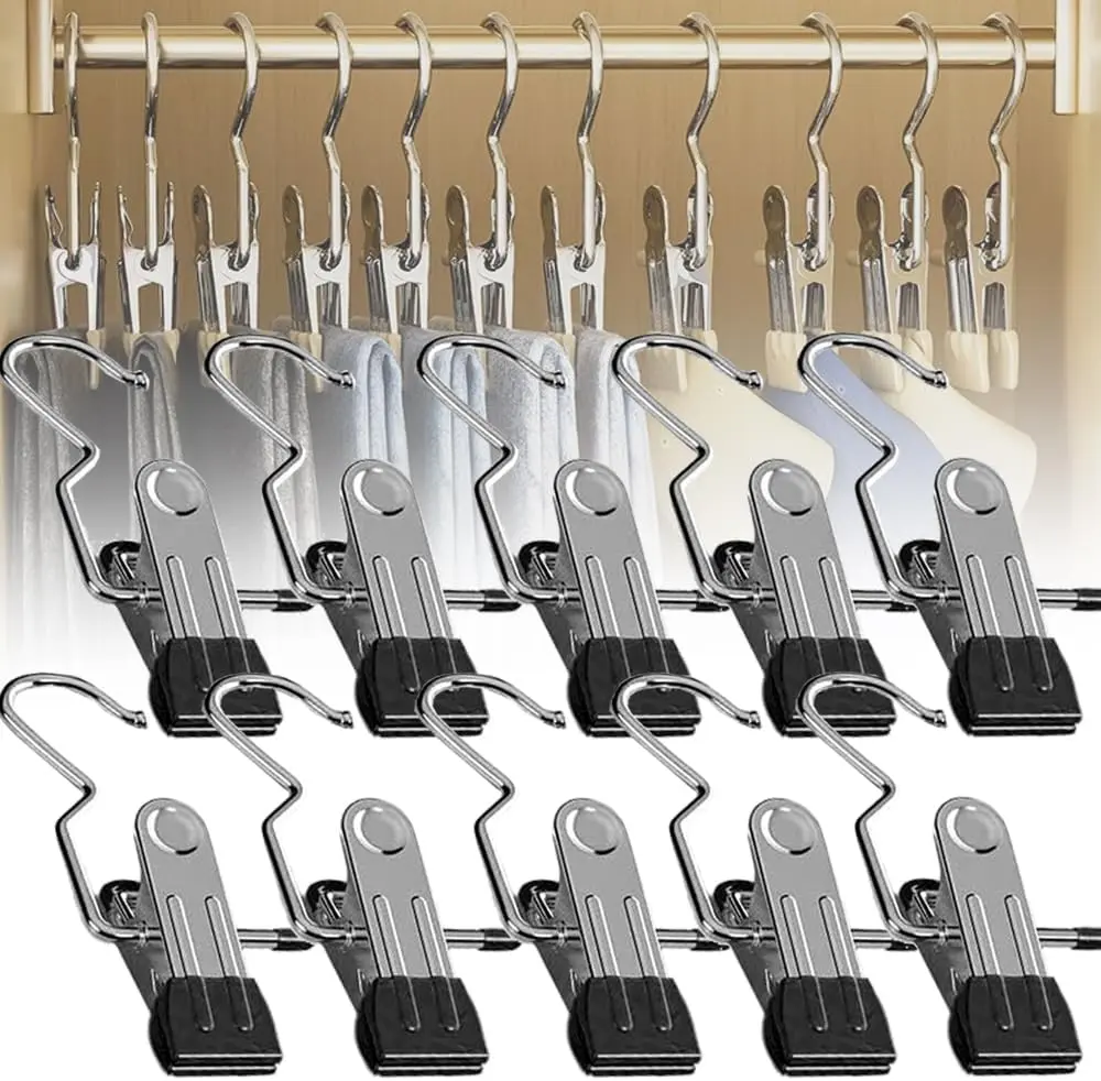 Boot Hangers Clips, 20 Pack Laundry Hooks Hanging Clips Clothes Pins Closet Hanger Organizer Clamps Socks Towel Clips Heavy Duty Clothespins Bulk Hanger Clips for Closet Travel Pants Socks Handbags