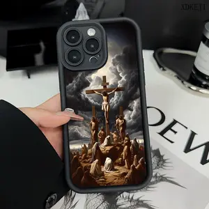 jesus christ design Pattern Case for iPhone 16 15 14 Pro Max 13 12 11 Plus Shockproof Drop Protection Rugged Durable Silicone Cover