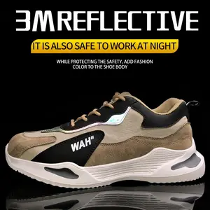 Anti-impact $ puncture Shoes for Outdoor Work,Men's Casual Lace Up Low Top Safety,Fashionable Breathable Comfortable Patched Rotating Automatic Buckle Design Work Shoes for Daily Wear,Lightweight Sneakers Women Non Slip Safety Proof  Footwear Bridal Boy