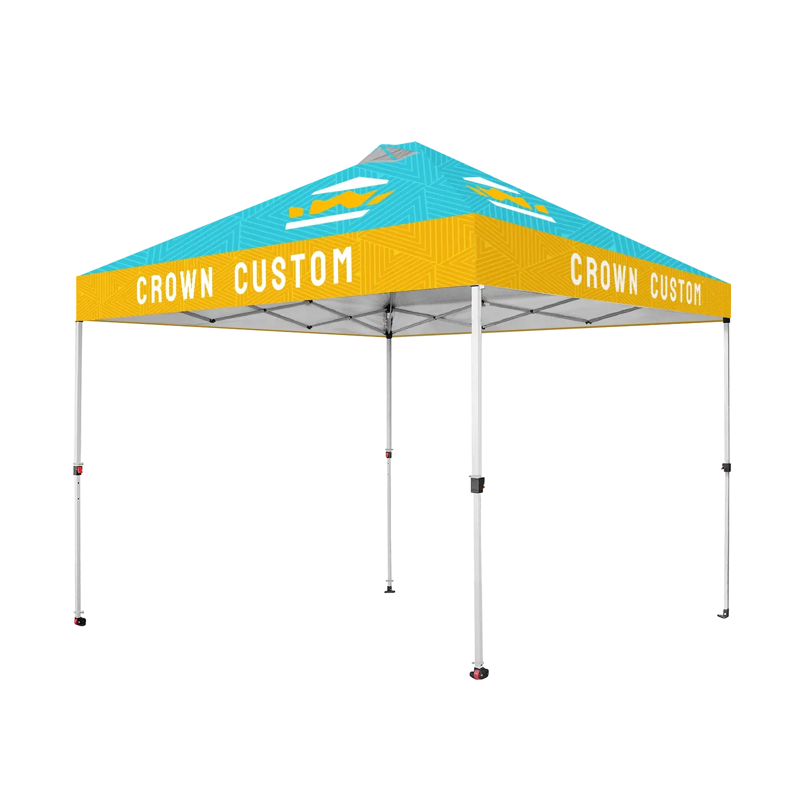CROWN SHADES 12x12 Rectangular Custom Canopy Tent with Digital Print Logo - Customizable Top, Backwall, Sidewall, Heavy-Duty Commercial PU Fabric Outdoor Furniture Tent, Ground Stakes