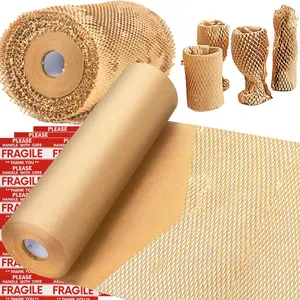 Honeycomb Packing Paper,  15"x400'  Packing Paper for Moving Recyclable Honeycomb Paper Moving Supplies Bubble Paper Wrapping Protective Roll, With 36 Fragile Sticker Labels