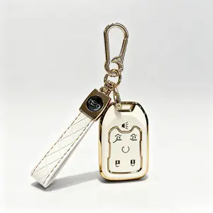 Key Fob Cover Case fit for Chevy Suburban Tahoe 2015 2016 2017 2018 2019 2020 GMC Yukon Keyless Entry Smart Remote Key Fob Shell (6 buttons Black White)