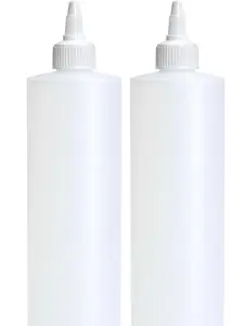 Condiment Squeeze Bottles, 16 OZ Empty Squirt Bottle with Twist Top Cap, Leak Proof - Great for Ketchup, Mustard, Syrup, Sauces, Dressing, Oil, Arts and Crafts, BPA FREE Plastic - 2 PACK Organiser Canister Tin